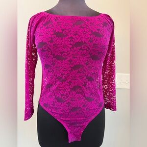Foxy & Roy fuchsia lace body suit size small